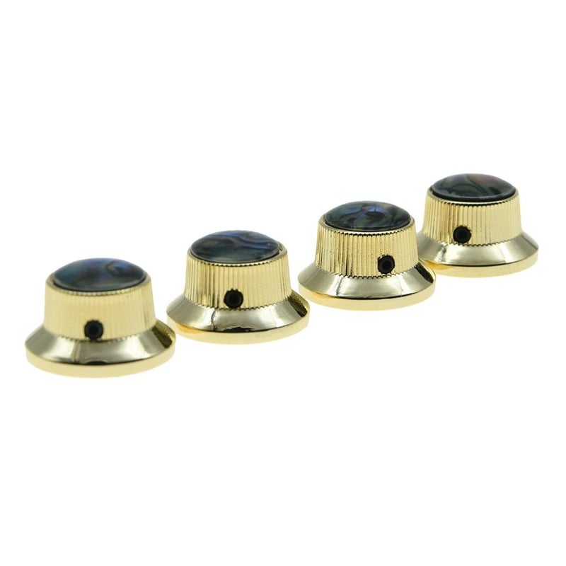 KAISH 4x Abalone Top Gold LP Top Hat Knobs with Set Screw Metal Bell Knobs for Guitar Bass with 6mm Shaft Pots - Image 4